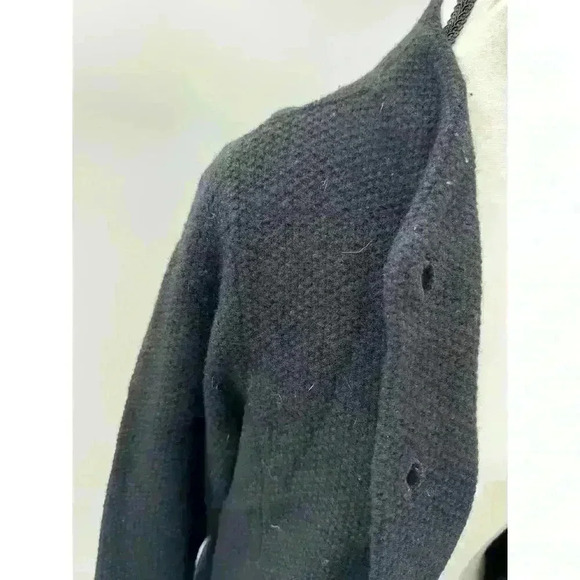 Lauren Ralph Lauren Women's 1X Black 100% Lambswool Waffle Knit Cardigan Jacket - Picture 6 of 8